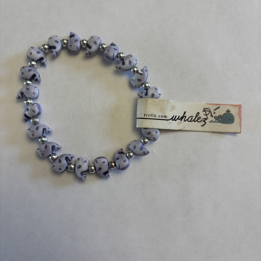 Trrtlz Whalez Purple Beaded Stretch Bracelet NWT